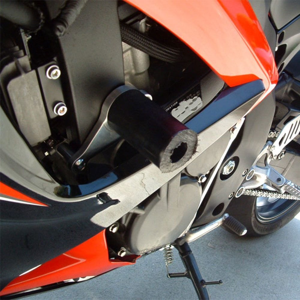 Black Aluminum No-Cut Frame Sliders For Suzuki GSX-R 600 / 750 (2006-2009) - 3-Piece Kit